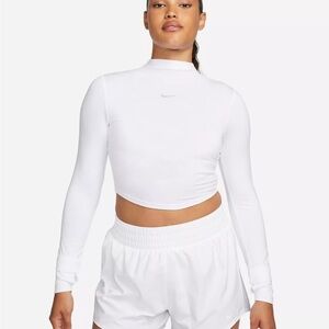 Nike DriFit One Luxe Crop Top Women NWT White Long Sleeve Athleisure High Neck